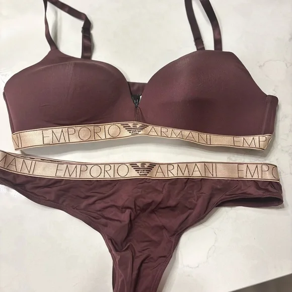 Emporio Armani Women's Chocolate Brown Bra Set - Picture 1 of 4